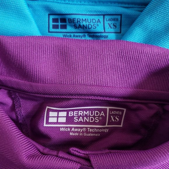 2 Bermuda Sands Golf Polos Women's Size XS Violet Turquoise Wick Away - Picture 8 of 10